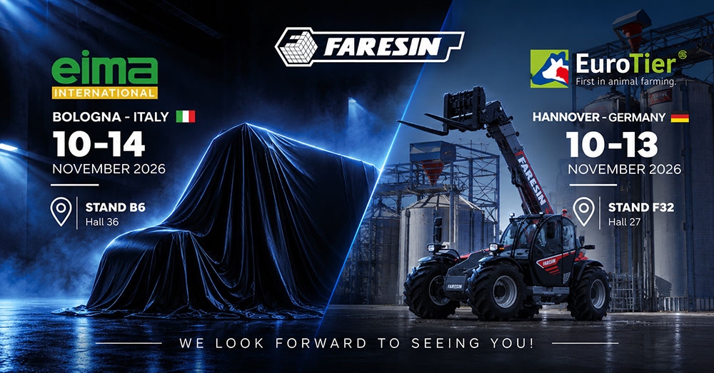 Faresin a EIMA International, Bologna, 10–14 novembre 2026, padiglione 36 stand B6; EuroTier, Hannover, 10–13 novembre 2026, padiglione 27 stand F32.